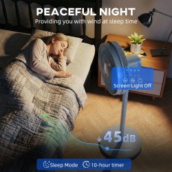 HOMCOM 40 cm gulvventilator, kølende gulvventilator med 80° oscillerende, justerbar hældning og højde, 4 hastighed, fjernbetjeni
