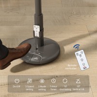 HOMCOM Luftzirkulationsventilator Standventilator mit 3 Geschwindigkeit 3 Modus und Fernbedienung, 9 Zoll, Grau
