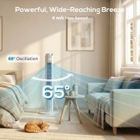 HOMCOM 96 cm tornfläkt med WiFi-appkontroll, golvfläkt med 3 hastigheter 4 lägen, 12 timers och nattlampa vit