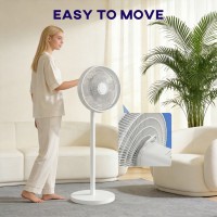HOMCOM 40 cm Standing Fan, Cooling Floor Fan with 80° Oscillating, Adjustable Tilt and Height, 4 Speed, Remote Control, White
