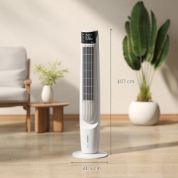 Refroidisseur d'air HOMCOM avec écran LED et télécommande, ventilateur oscillant à refroidissement par glace avec 3 vitesses, 4 