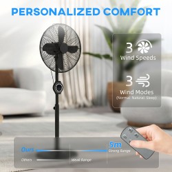 HOMCOM 41 cm Metall-Standventilator mit Oszillation, verstellbarer Höhe, Schwarz