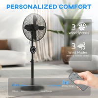 HOMCOM 41 cm Metal Pedestal Fan met Oscillatie, Verstelbare Hoogte Zwart