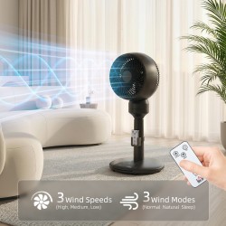 HOMCOM Luftzirkulator-Ventilator Standventilator mit 3 Geschwindigkeit 3 Modus und Fernbedienung, 9 Zoll, Schwarz