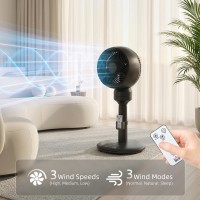 Ventilateur circulateur d'air sur pied HOMCOM avec 3 Vitesse 3 Mode et télécommande, 9 Pouces, noir