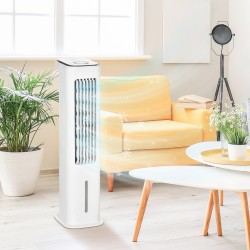 HOMCOM Evaporative Air Cooler, 5L Water Tank Oscillating Ice Cooling Fan with 3 Modes, 3 Speeds, Remote Control, Timer, and Osci