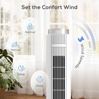 HOMCOM 96 cm tårnventilator med WiFi-appkontrol, stående gulvventilator med 3 hastighed 4 tilstande, 12 timers timer og natlampe