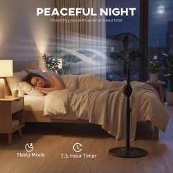 HOMCOM 41 cm Metal Pedestal Fan met Oscillatie, Verstelbare Hoogte Zwart
