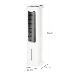 Refroidisseur d'air évaporatif HOMCOM, 5L Ventilateur de refroidissement par glace oscillant avec réservoir d'eau et 3 modes, 3 