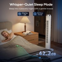HOMCOM 96 cm tårnventilator med WiFi-appkontrol, stående gulvventilator med 3 hastighed 4 tilstande, 12 timers timer og natlampe