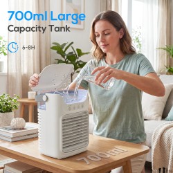 HOMCOM Personlig luftkøler | 4-i-1 Tåge ventilator, 700ml, 7-Farve LED