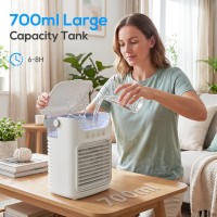 HOMCOM Personal Air Cooler | 4-in-1 Mist Fan, 700ml, 7-Colour LED