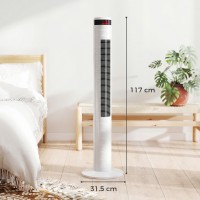 HOMCOM Oscillerende torenventilator met afstandsbediening 3 Snelheidsstanden Koelmachine Wit