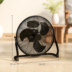 HOMCOM Metall-Bodenventilator mit Neigung, hohe Geschwindigkeit, 3 Geschwindigkeit, tragbarer Fitnessstudio-Ventilator für Zuhau