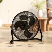 HOMCOM Metal Floor Fan with Tilting, High Velocity, 3 Speed, Portable Gym Fan for Home Office, Black