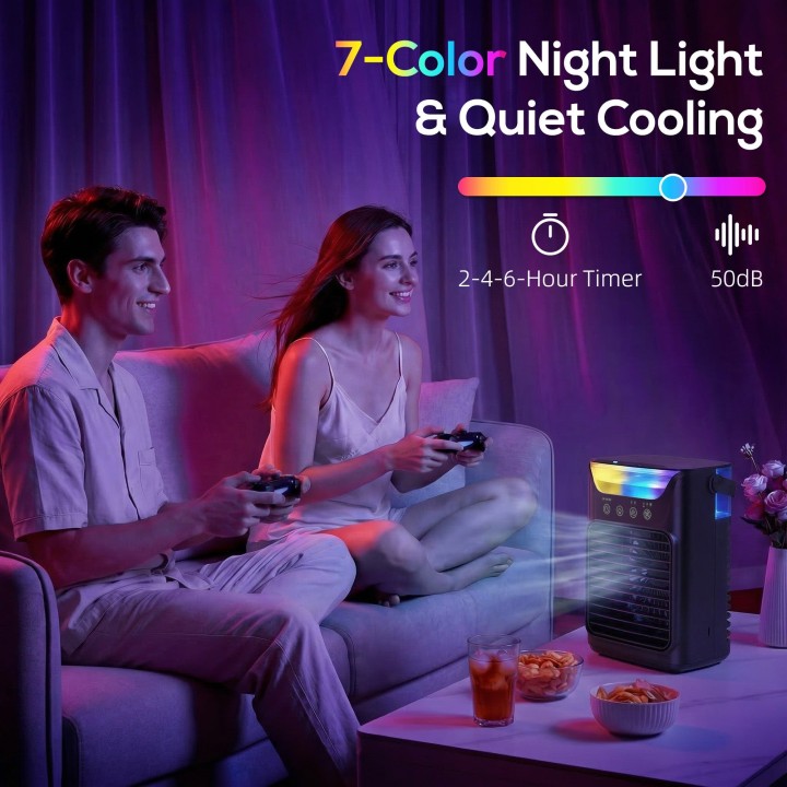 HOMCOM Personal Air Cooler | 4-in-1 Mist Fan, 700ml, LED