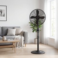HOMCOM 41 cm Metall-Standventilator mit Oszillation, verstellbarer Höhe, Schwarz
