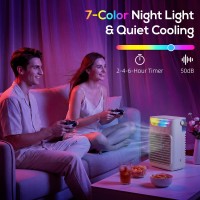 HOMCOM Personal Air Cooler | 4-in-1 Mist Fan, 700ml, 7-Colour LED