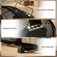 HOMCOM Metal Floor Fan with Tilting, High Velocity, 3 Speed, Portable Gym Fan for Home Office, Black