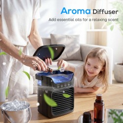 HOMCOM Personal Air Cooler | 4-in-1 Mist Fan, 700ml, LED