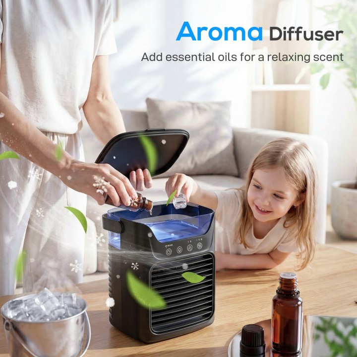 HOMCOM Personal Air Cooler | 4-in-1 Mist Fan, 700ml, LED