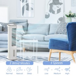 HOMCOM Evaporative Air Cooler, 5L Water Tank Oscillating Ice Cooling Fan with 3 Modes, 3 Speeds, Remote Control, Timer, and Osci