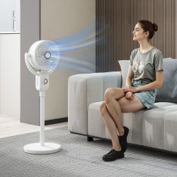 HOMCOM Gulvventilator med luftcirkulation og oscillation, hvid