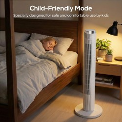 HOMCOM 96 cm Tower Fan with WiFi App Control, Standing Floor Fan with 3 Speed 4 Modes, 12 Hour Timer and Night Light White