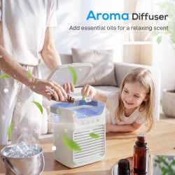 HOMCOM Personal Air Cooler | 4-in-1 Mist Fan, 700ml, 7-Colour LED