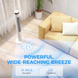 HOMCOM Oscillerende torenventilator met afstandsbediening 3 Snelheidsstanden Koelmachine Wit