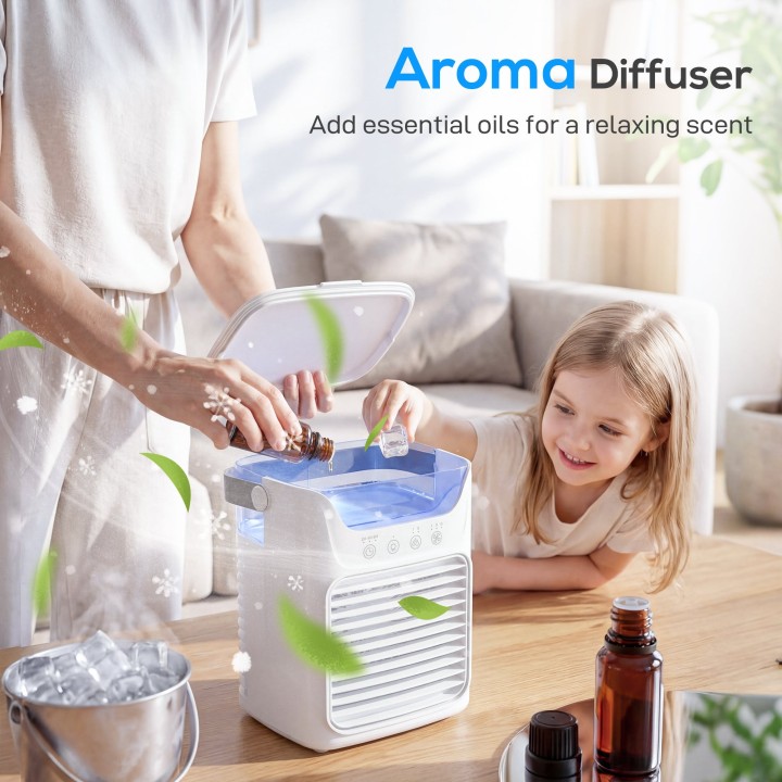 HOMCOM Personal Air Cooler | Mist Fan, 700ml, Aroma, LED