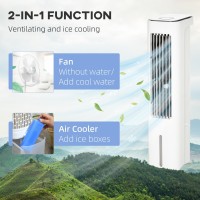 HOMCOM Evaporative Air Cooler, 5L Water Tank Oscillating Ice Cooling Fan with 3 Modes, 3 Speeds, Remote Control, Timer, and Osci