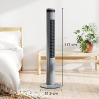 Ventilatore a torre oscillante HOMCOM con telecomando 3 Macchina di raffreddamento con modalità di velocità, grigio