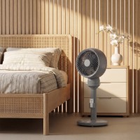 Ventilateur à circulation d'air HOMCOM sur pied avec 3 Vitesse 3 Mode et télécommande, 9 Pouces, Gris