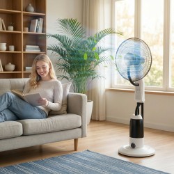 HOMCOM Standventilator mit Wasser-Sprühnebel 3 Geschwindigkeiten 2.8L Wassertank, Weiß