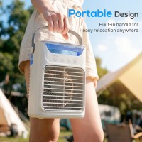 HOMCOM Personlig luftkøler | 4-i-1 Tåge ventilator, 700ml, 7-Farve LED