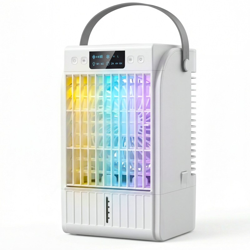 HOMCOM Personal Air Cooler | Mist Fan, 1.5L Tank, 4-Speed, LED