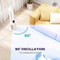 HOMCOM Multi-Mode Bladloze Torenventilator en Luchtbevochtiger - Wit