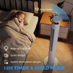 HOMCOM Oscillerende torenventilator met afstandsbediening 3 Snelheidsstanden Koelmachine Wit