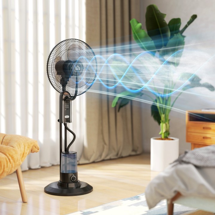 HOMCOM 120cm Pedestal Mist Fan - Black
