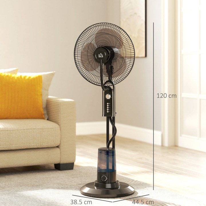 HOMCOM 120cm Pedestal Misting Fan - Black