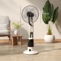Ventilateur sur pied HOMCOM avec brumisateur d'eau 3 Vitesses 2.8L Réservoir d'eau, Blanc