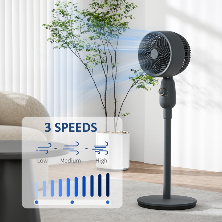 HOMCOM Pedestal Fan, Powerful Air Circulator, 36 Inch Floor Standing Fan with 3 Speed Settings, 70° Oscillating for Bedroom, Hom