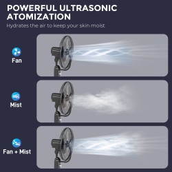 HOMCOM 120cm Standventilator mit Sprühnebel - Schwarz