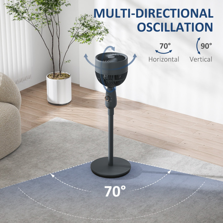HOMCOM Pedestal Fan, Powerful Air Circulator, 36 Inch Floor Standing Fan with 3 Speed Settings, 70° Oscillating for Bedroom, Hom