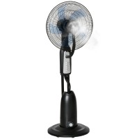 HOMCOM Sprühnebel-Ventilator, Bodenventilator mit Wassernebelsprüher, 70° Oszillation, Neigungskopf, 3 Geschwindigkeiten, 2.8L W