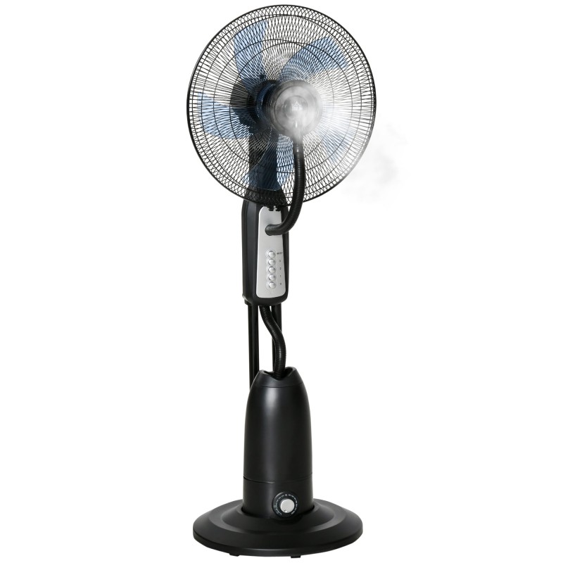 Ventilateur brumisateur HOMCOM, ventilateur de sol avec brumisation d'eau, 70° Oscillation, tête inclinable, 3 Vitesses, 2.8L Ré