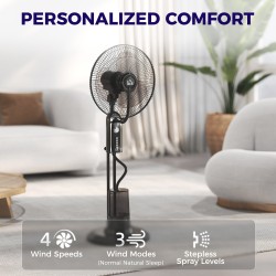 HOMCOM 120cm Ventilatore a pedana nebulizzatore - Nero