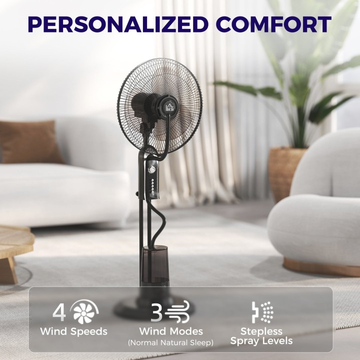 HOMCOM 120cm Pedestal Misting Fan - Black