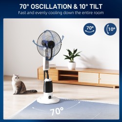 HOMCOM Standventilator mit Wasser-Sprühnebel 3 Geschwindigkeiten 2.8L Wassertank, Weiß